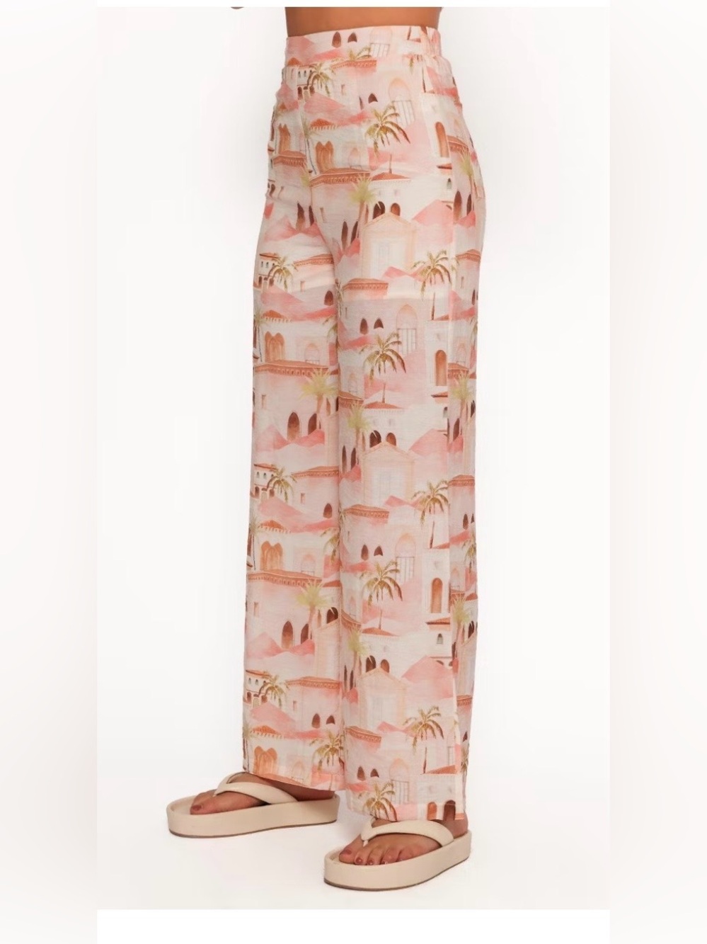 Petal & Pup Pink Multi Mediterranean Print Wide Leg Pants